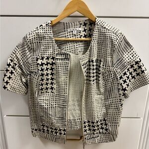 CAbi- Coupe Bomber Jacket  Off-White and Black Jacket-Medium